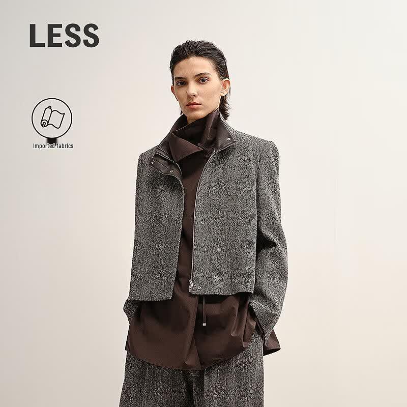 Less Casual Stand Collar Short Jacket