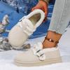 Soft Thick Bottom Furry Casual Shoes Women 2025 Winter Warm Short Plush Flats Shoes Metal Buckle Non Slip Snow Boots for Woman