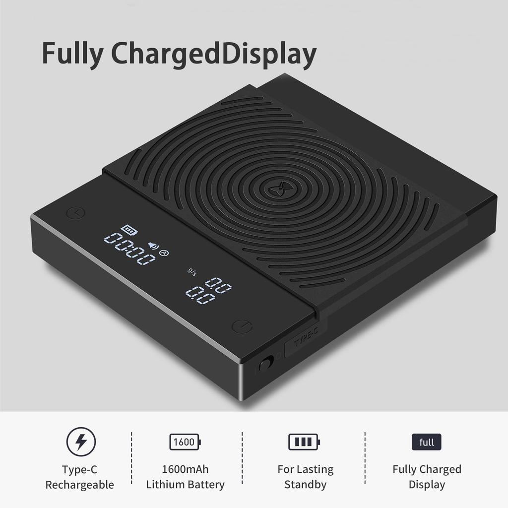 TIMEMORE Black Mirror Basic Coffee Weighing Scale with Measurement and Black 2.0 Scale, High-Precision 0.1g Accuracy, 0.5g-2000g Range, Timer,