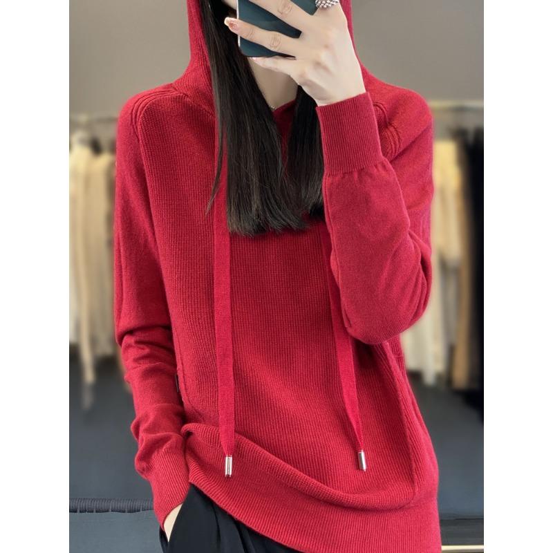Thickened Warm Hoodie Autumn and Winter New Loose Hooded Knitted Sweater Women's Versatile Soft Waxy Sweater Jacket Tide
