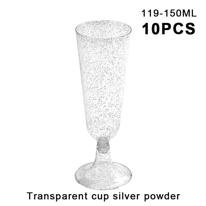 10Pcs Disposable Plastic Cocktail Cups,Party Champagne Glasses, Red Wine Glasses,Dessert Table Goblets,Pudding Cups