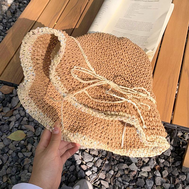 Unisex Summer Fashionable Straw Hat With Bow And Casual Style For Beach Days