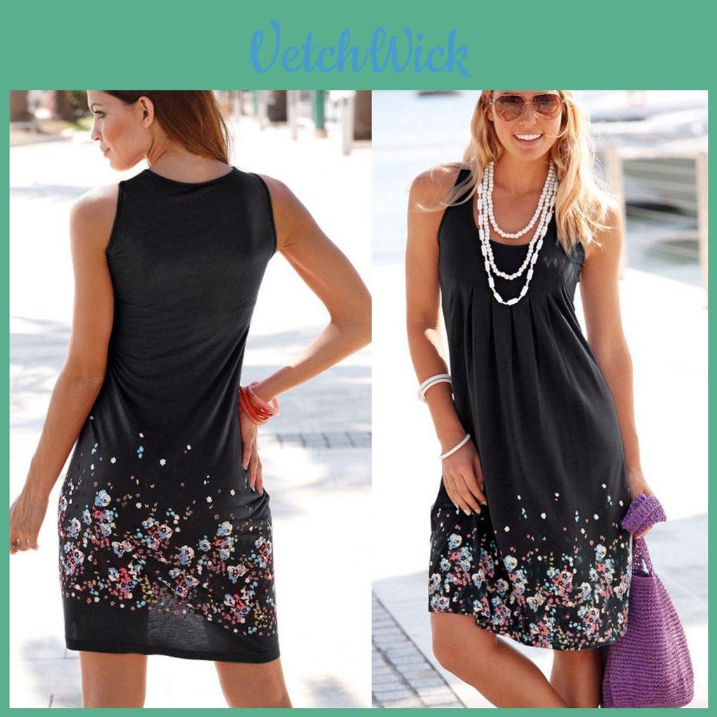 Elegant Womens Summer Boho Floral Short Midi Dress For Cocktail Evening Parties