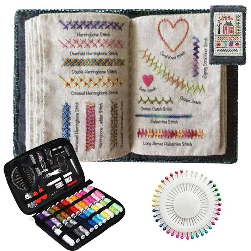 2X DIY Stitch-Book, Stitch-Book Embroidery, With 24 Bundle Embroidery Floss Set, 86 Sewing Patterns