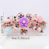 Single Large Large Rhinestone Hair Clip Spring Loaded Rectangular Hairpin with Multicolor Flower Design for Ponytails, Prom, Weddings & Special O