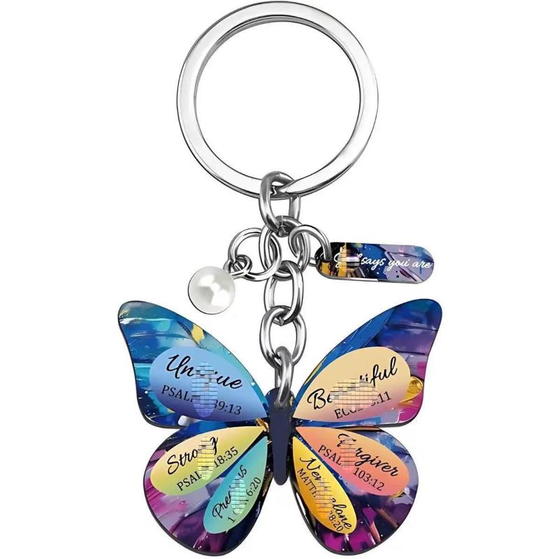 Butterfly Keychain With All Things Are Possible Verse Inspirational Religious Gift For Women Car Keys Bag Purse Accessory