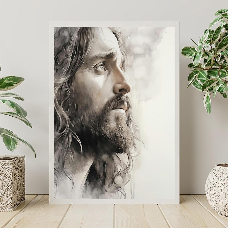 Ježíš Akvarelový Portrét Náboženský Spasitel Malba Plakátové Tisky Tisk na Plátno Křesťanské Nástěnné Umění Obrázek pro Pokoj Domácí Dekorace