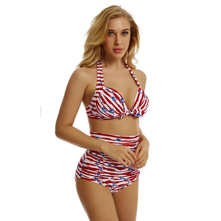 

Women Set Push Up Female Two Piece Striped Swimwear Swim Separate Swimsuit Brazilian XL