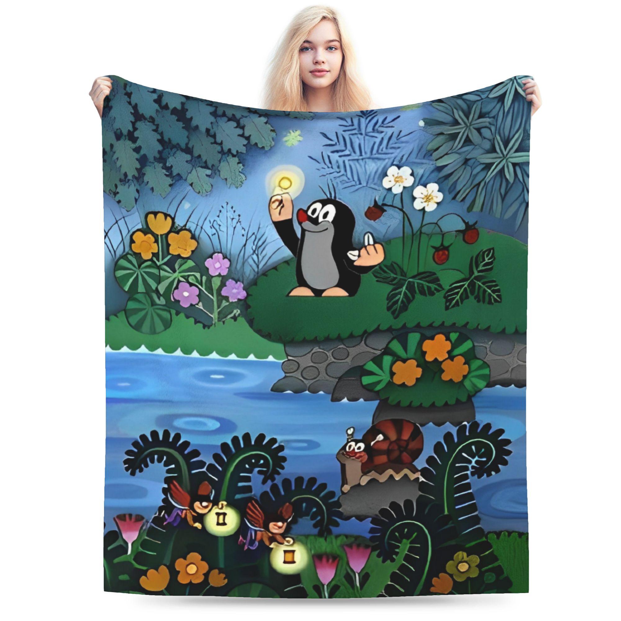 

The Little Mole Fleece Blanket Cartoon Christmas Xmas Awesome Throw Blanket for Home Hotel Sofa 150*125cm Bedspreads 200x150cm 80x60in