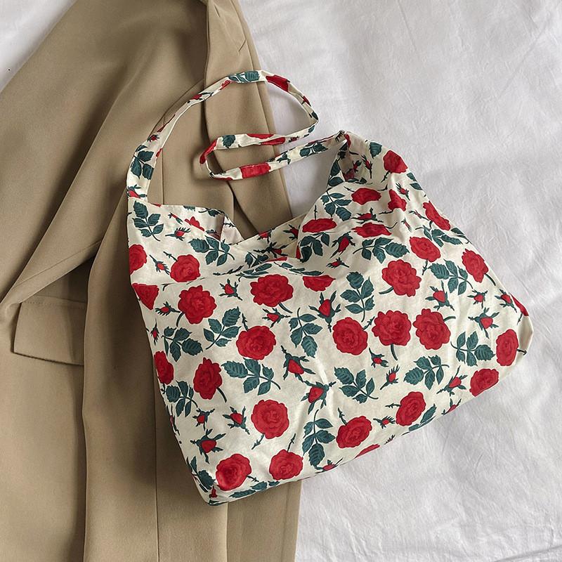 Chic 2024 Summer Vintage Canvas Shoulder Bag Fresh And Artistic Design Style Four