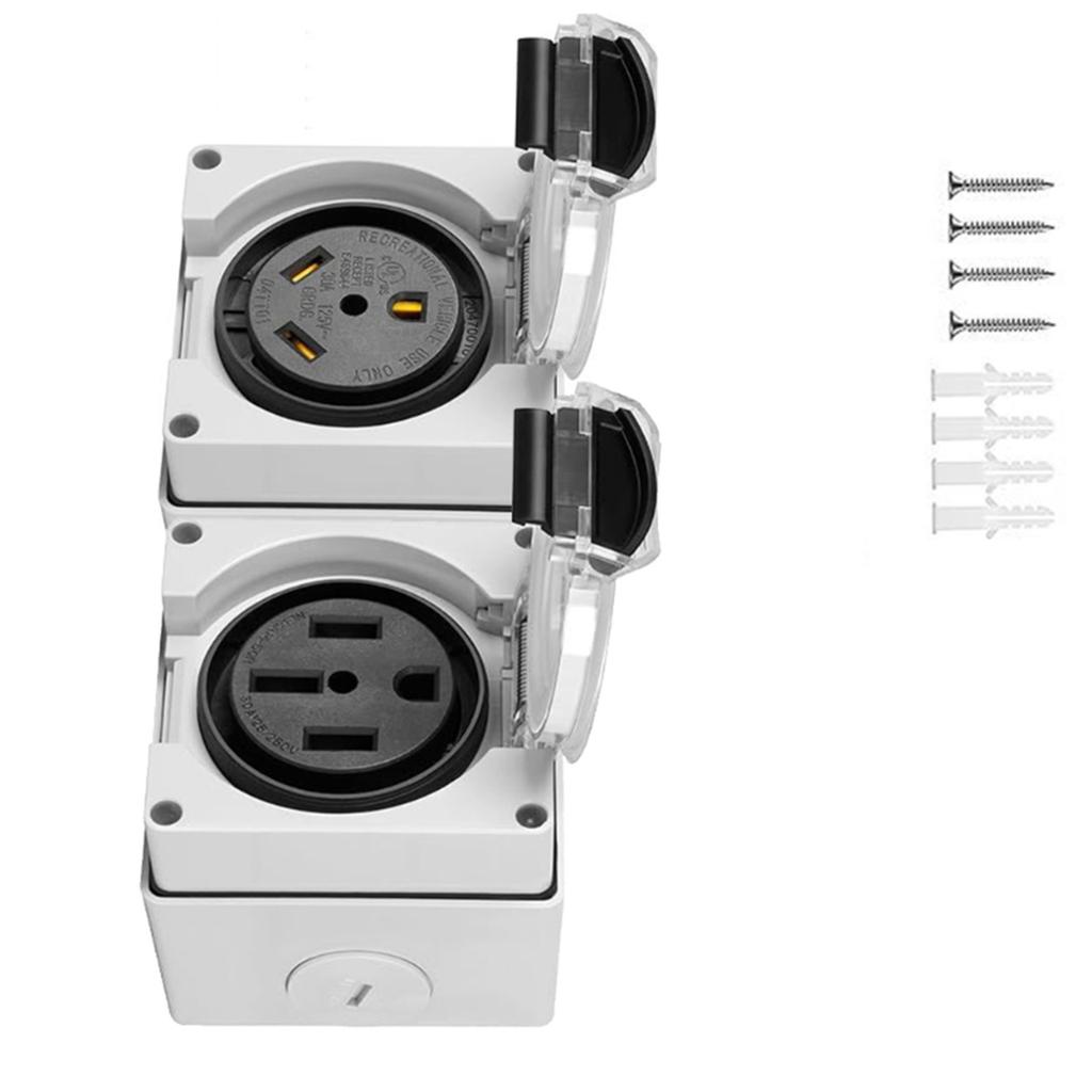 NEMA 50A Electrical Socket Set 50Amp Power Outlet Box Heavy Duty 50R Outlet Simple Installation for High Power Devices