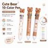 Cute Bear 10 Color Multicolor Ballpoint Pen, 0.7mm Kawaii Writing Pen for School, Journal, Planner, Office & Gifts