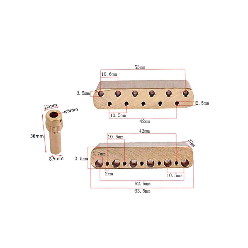 Messing Tremolo Blok met Arm Upgrade Gitaarbrug Basis Eenvoudig te Installeren