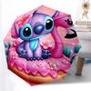 1pc Sturdy 8-Bone Auto Umbrella, Stitch Donut Pastel Pink Blue Umbrella, Digital Printed, Foldable Umbrella for On-the-Go Outdoor Use
