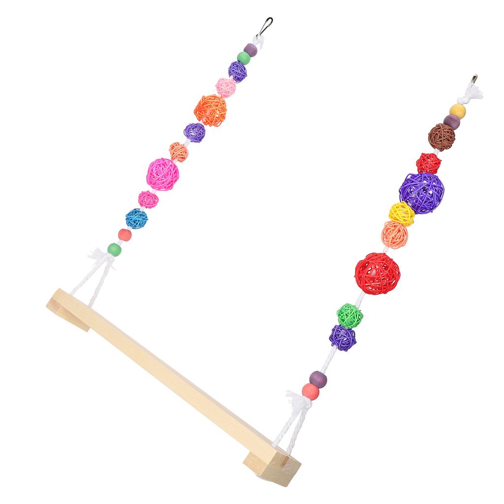 Chicken Swing Toy Suspensible Wooden Chicken Perch Pet Swing Toy Durable Flat Bar