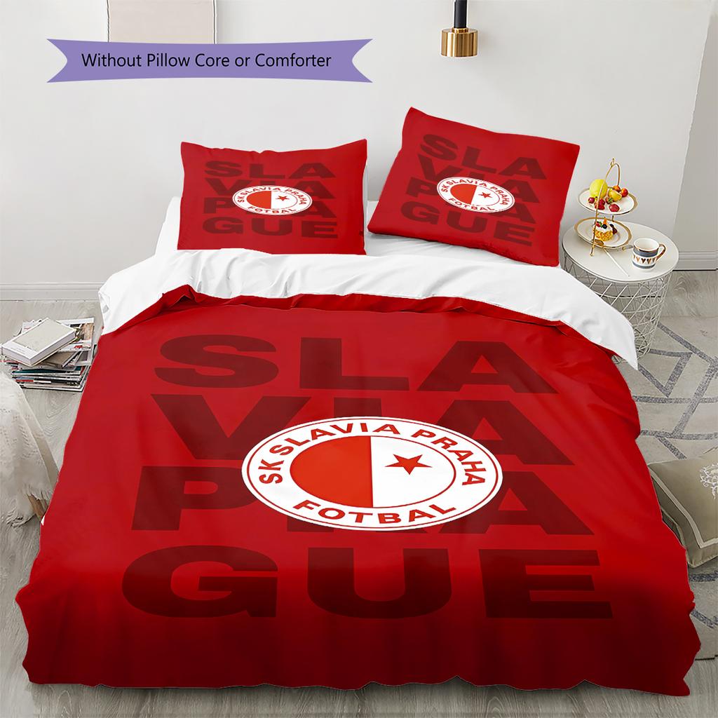 SK Prague Slavia Pattern Bedding,Quilt Set Quilt Cover Pillowcase Home Birthday Gift (1 * Duvet Cover + 2 * Pillowcase, Without Core)