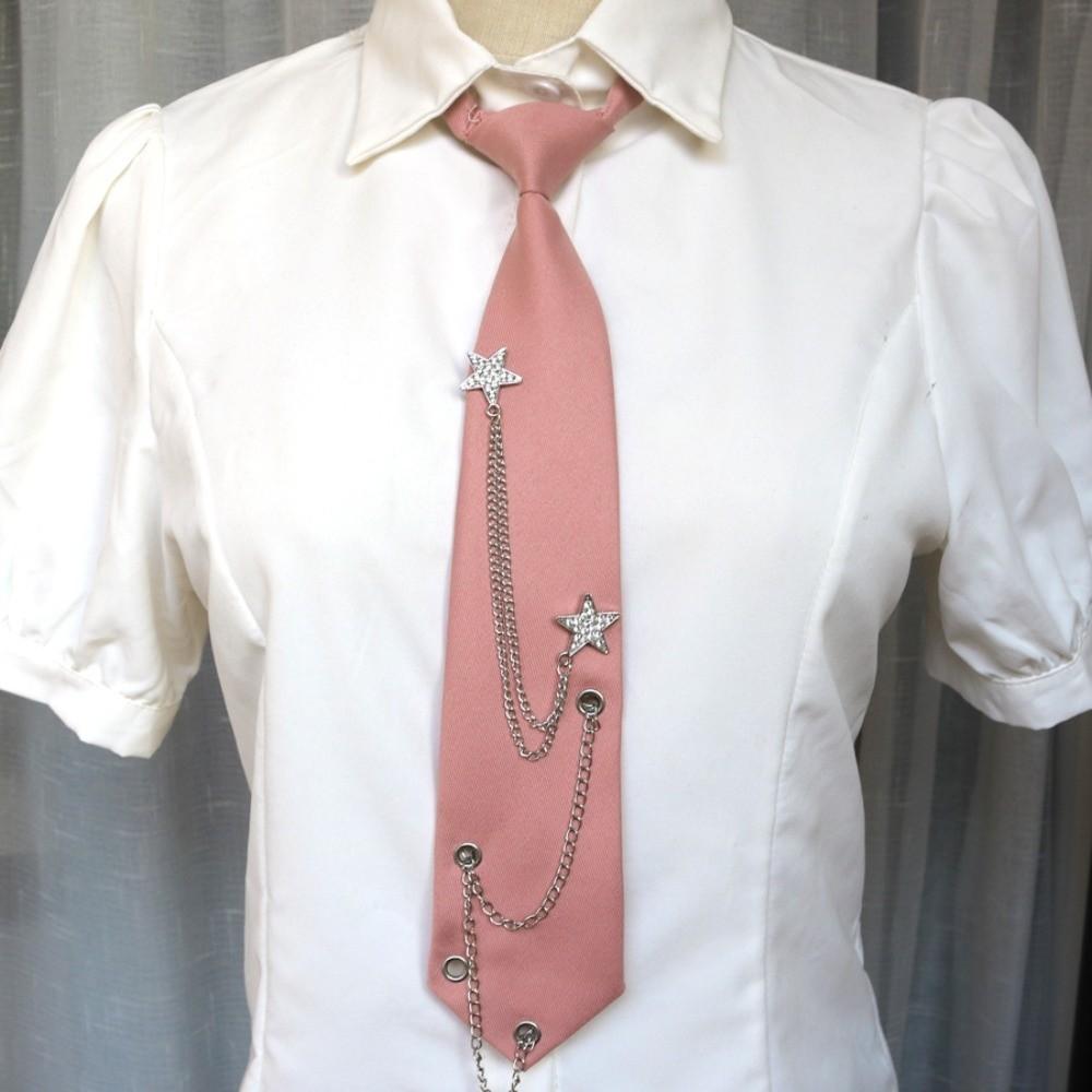 

Geometric Academy Style Pre-tied Tie Collares Candy Color Long Necktie Star Chain Tie Daily Style 15