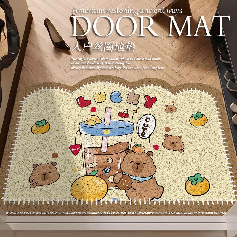 

Cartoon Sausage Dog Entrance Door Floor Mat, The Entrance Can Be Cut, Dirt-Resistant Foot Mat, Household Door Anti-Skid Silk Ring Floor Mat 40 * 60Cm (silk circle)