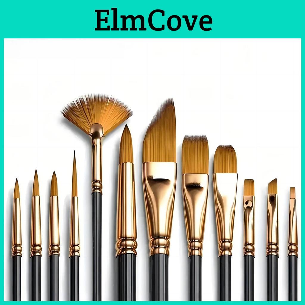 Pcs Brush Nylon 12 Bristle Set Nylon Flat Brushes Watercolor Brushes Oil Paint Artists Amateur Acrylic Painting