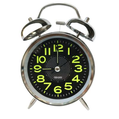 4 Inch Twin Bell Alarm Clock with Backlight Luminous Dial Silent Battery Operated Alarm Clocks for