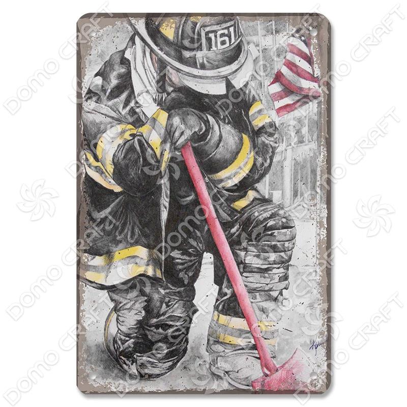 Vintage Fireman Tin Sign Metal Plate Classic Firefighter Movie Metal Poster Wall Decor for Garage Club Hotel Home