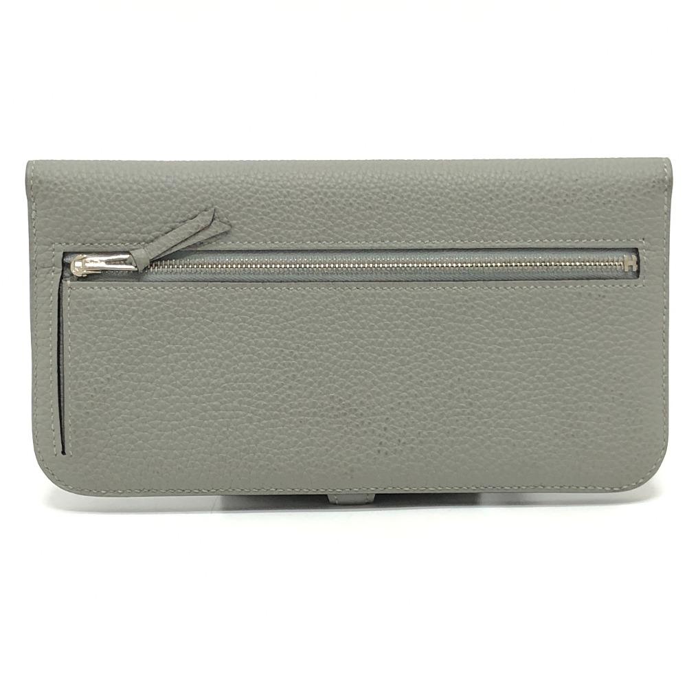 HERMES Dogon Long Wallet Bifold Long Wallet Togo Grimette (presumed) gray