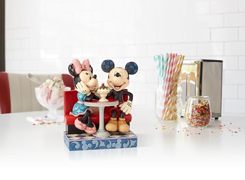 Enesco Disney Traditions by Jim Shore Mickey and Minnie Mouse Soda Shop Figurine, 6.25 Inch, Multicolor