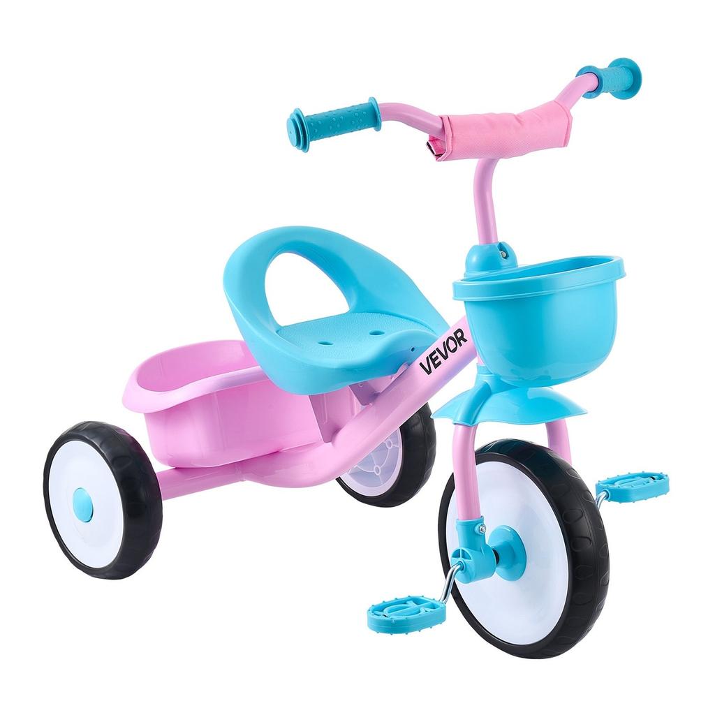 Toddler Tricycle for 2-5 Year Old, Kids Trike with Adjustable Seat, Storage Basket, Carbon Steel Frame, Handlebar Grips for Outdoor Play, Tricycle for