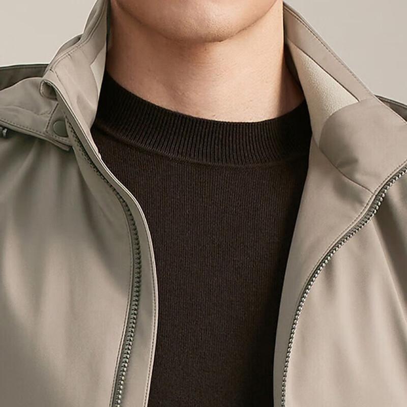 YOUNGOR Men's Khaki Polyester Detachable Hood Jacket