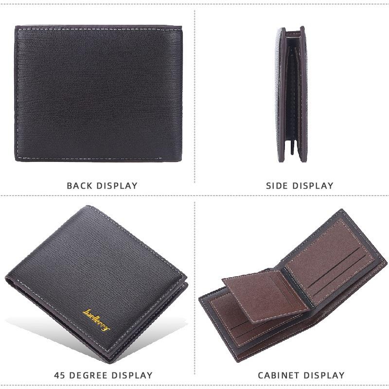 Baellerry Men Short Wallet Classic Design PU Leather Bifold Wallets Vintage Fashion Men Purse Card Holder