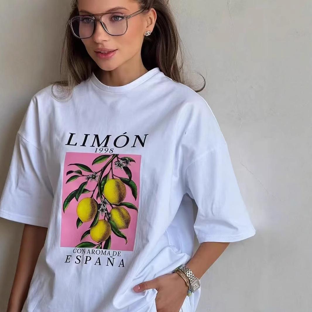 

Women s Chic Cotton Short Sleeve Streetwear T-Shirt - Loose & Versatile American Style XXL белый
