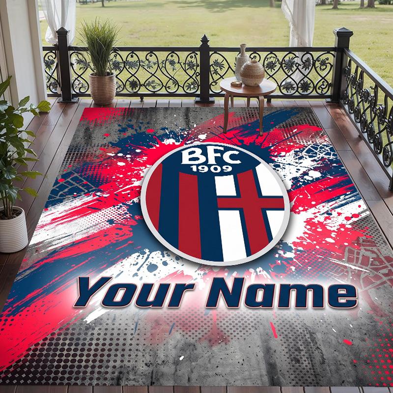 Custom Text Printed Rug Bologna FC Non Slip Floor Carpet For Home Room Decor