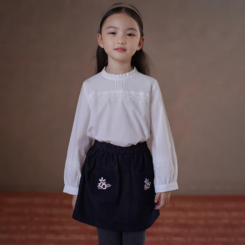 Hacikis Girls' French Style Cotton Long-Sleeve Top