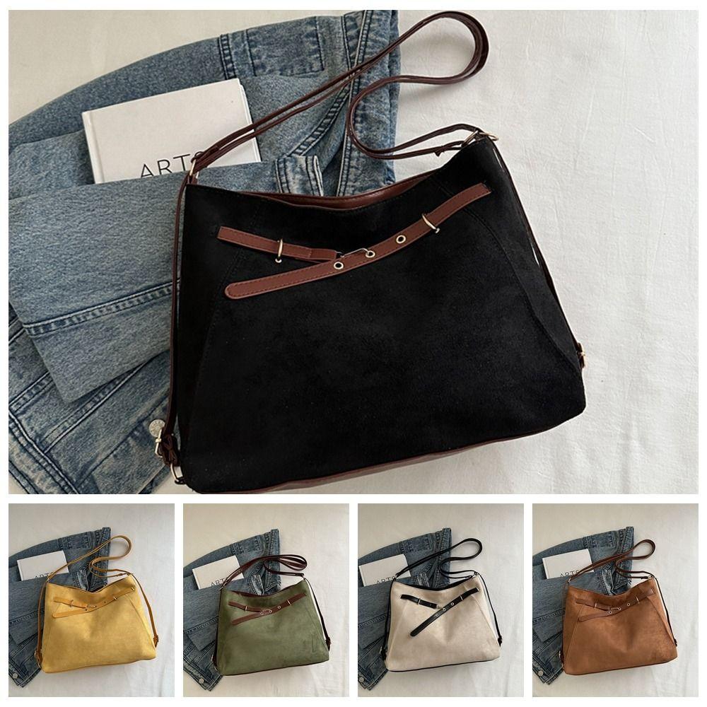 Vintage Retro Crossbody Backpack Large Capacity Commuting Shoulder Bag Cute Suede Tote Bag  Holiday