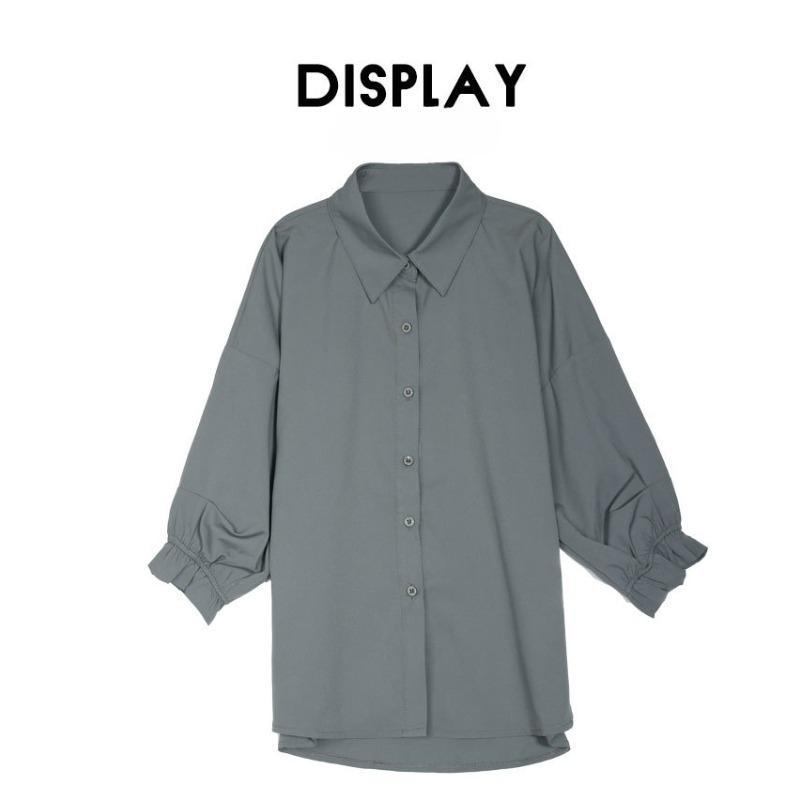 Summer loose women's shirt Korean version solid color slim fit women's shirt half sleeved thin breathable top women's outdoor wear