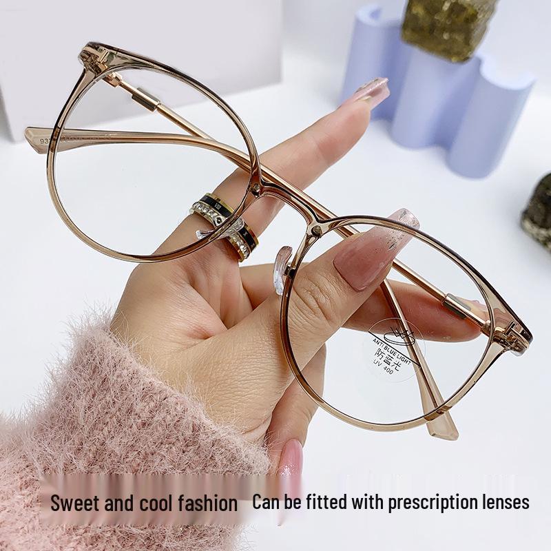 

Women s Trendy TR90 Korean-Style Round Glasses with Anti-Blue Light Lenses