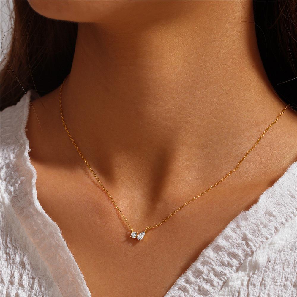 S925 Sterling Silver Gold-Plated Zirconia Pendant Necklace for Women - European & American Hot-Selling Minimalist Clavicle Chain 18K Gold