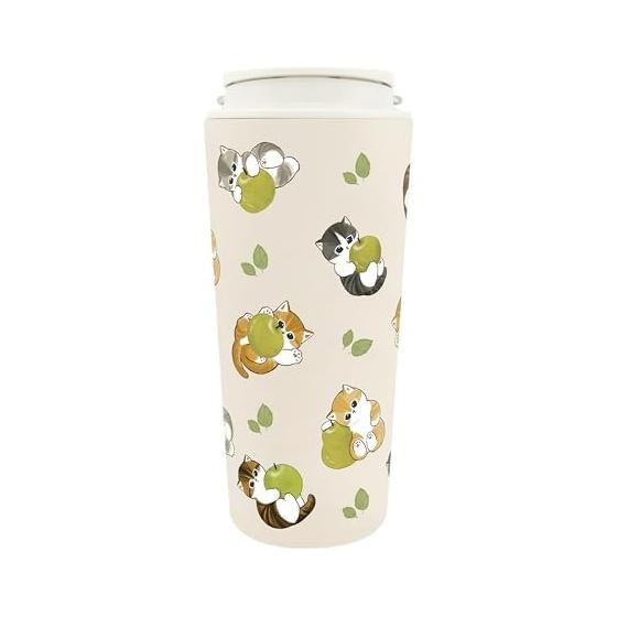 mofusand Double Vacuum Carry Tumbler 430ml [Fruit Nyan] Handle with Lid Mug Thermal/Cold Cute Cat 53-2186