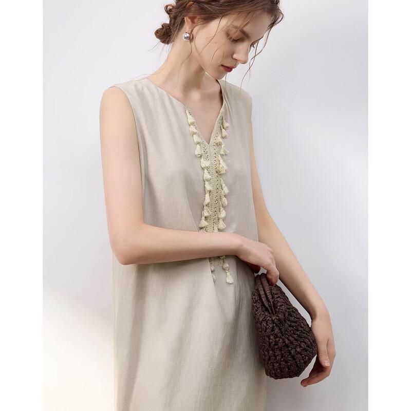 Demana Summer Breathable Linen Blend Sleeveless A-Line Dress S