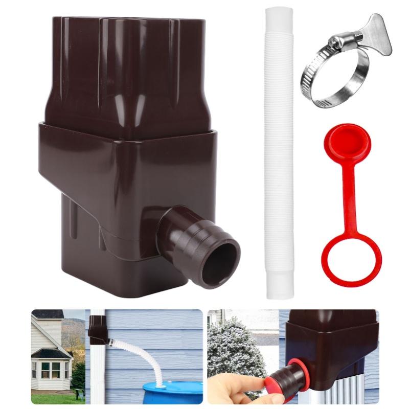 Rainwater Collection System Easy Installation Efficient Rain Barrel Diverter Kit For Downspout Brown