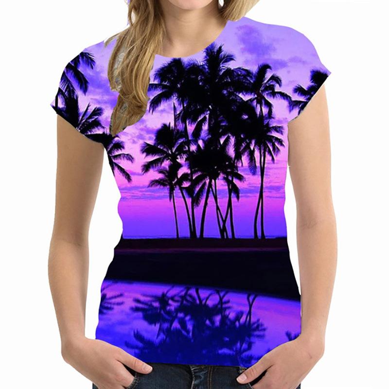 Street Casual Short Sleeved Hawaiian 3D Printed Women's T-shirt