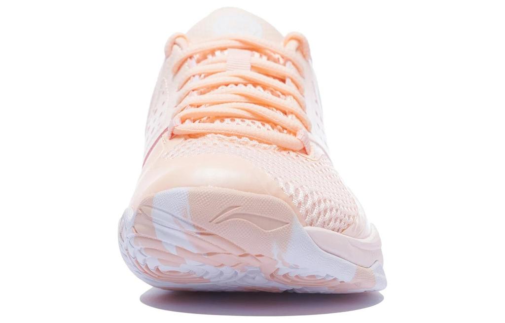 Women's Sneakers Li-Ning Halberd TD Badminton Shoes Women's Low-top Neon Orange Pink/Standard White