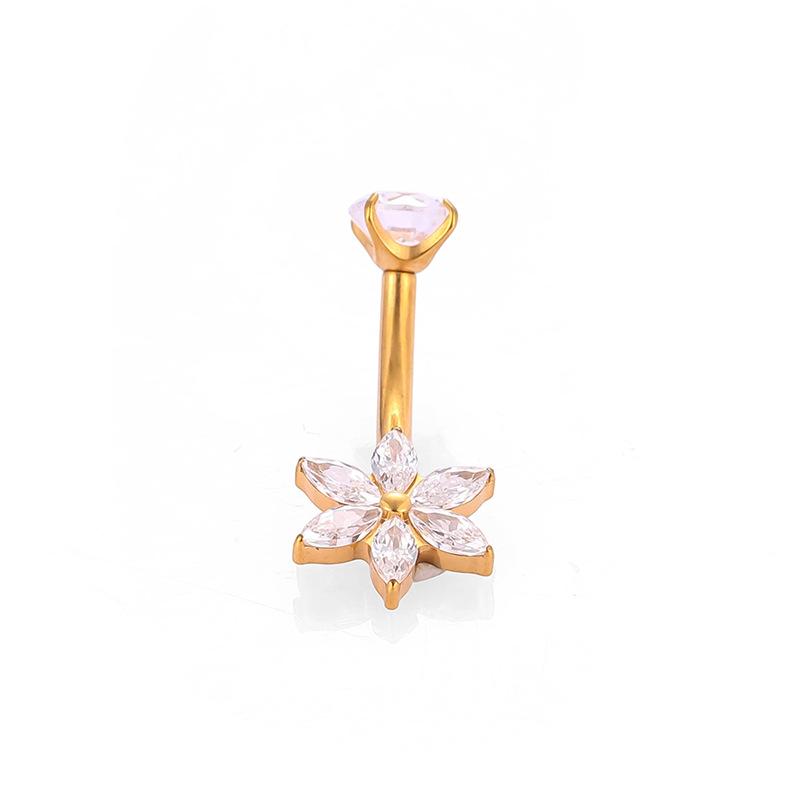 Trendy G23 Titanium Zirconia Curved Barbell Navel Ring