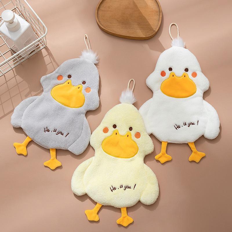 Cartoon Cute Duck Wipe Hand Towel Coral Velvet Square Towel Household Kitchen Bathroom Children Hand Cloth