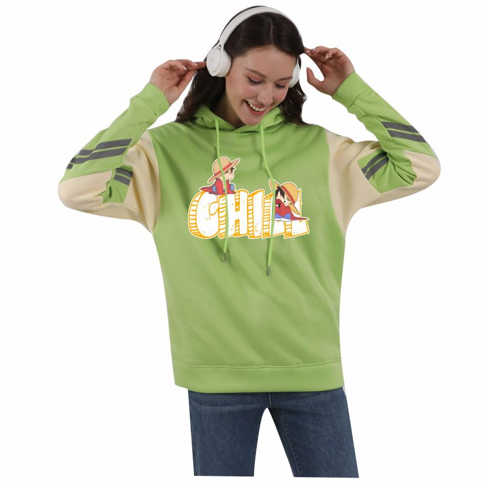 One Piece Pirate King Men's and Women's Color Block Fleece Hoodie - Autumn/Winter
