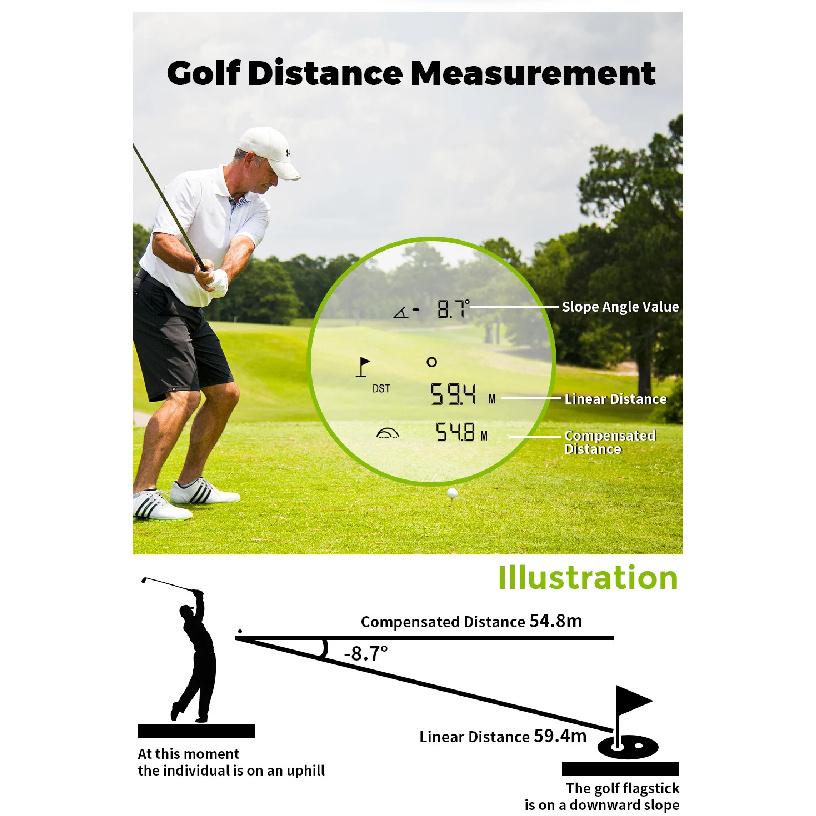 INORM Golf Laser Rangefinder 1200 Yards 6X Lens Golf Compensating Hunting Range Finder Built-in Battery Measuring Tool