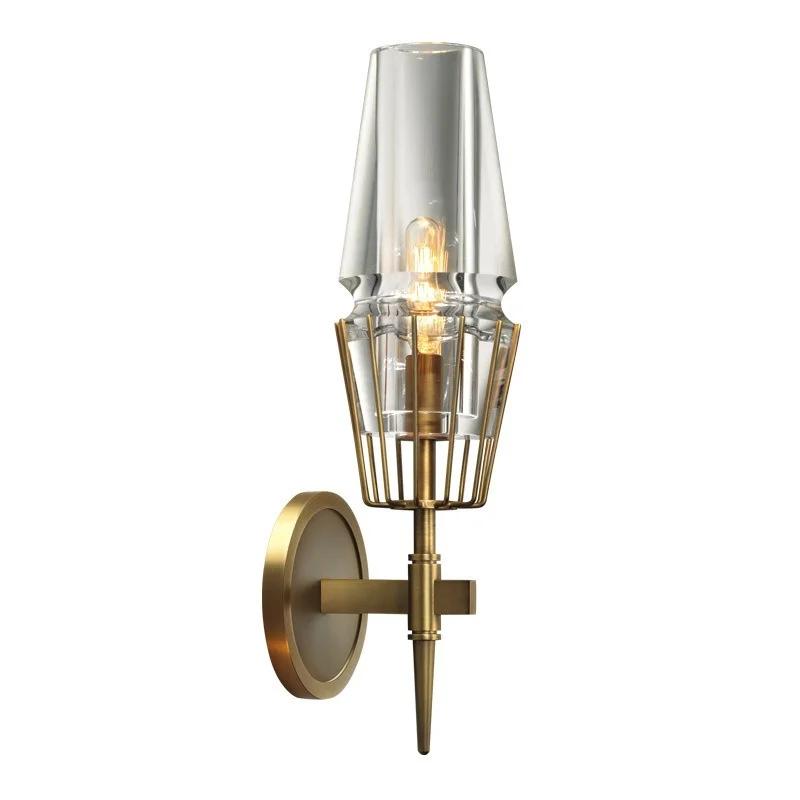 Copper Loft Nordic Wall lamp American Industry Retro Art Glass Simple Personality Aisle Bedroom Machine Head Wall Lamp Archaize