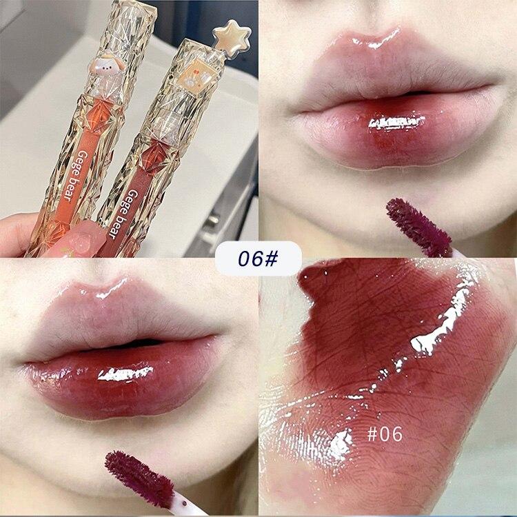 Gege Bear Kristallspiegel Wasser Lipgloss Hydratisierend und Ultra-Feuchtigkeitsspendend Hochglänzend Glänzende Lippenfarbe Voller Ihre Lippen