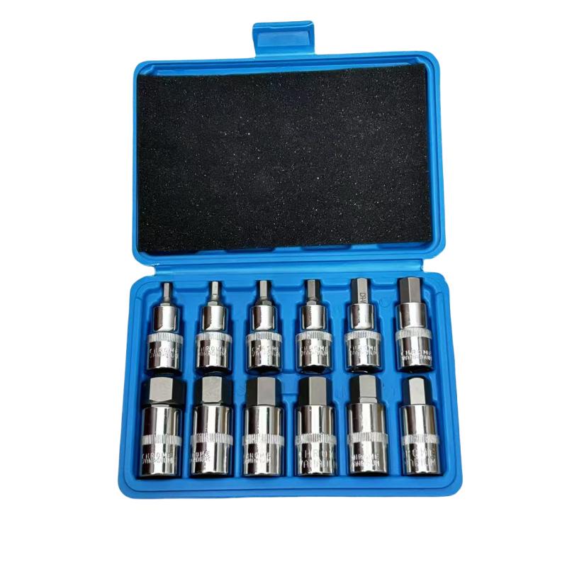 12PC 1/2" Knurled Press Bit Socket Set for Pneumatic Auto Repair Tools