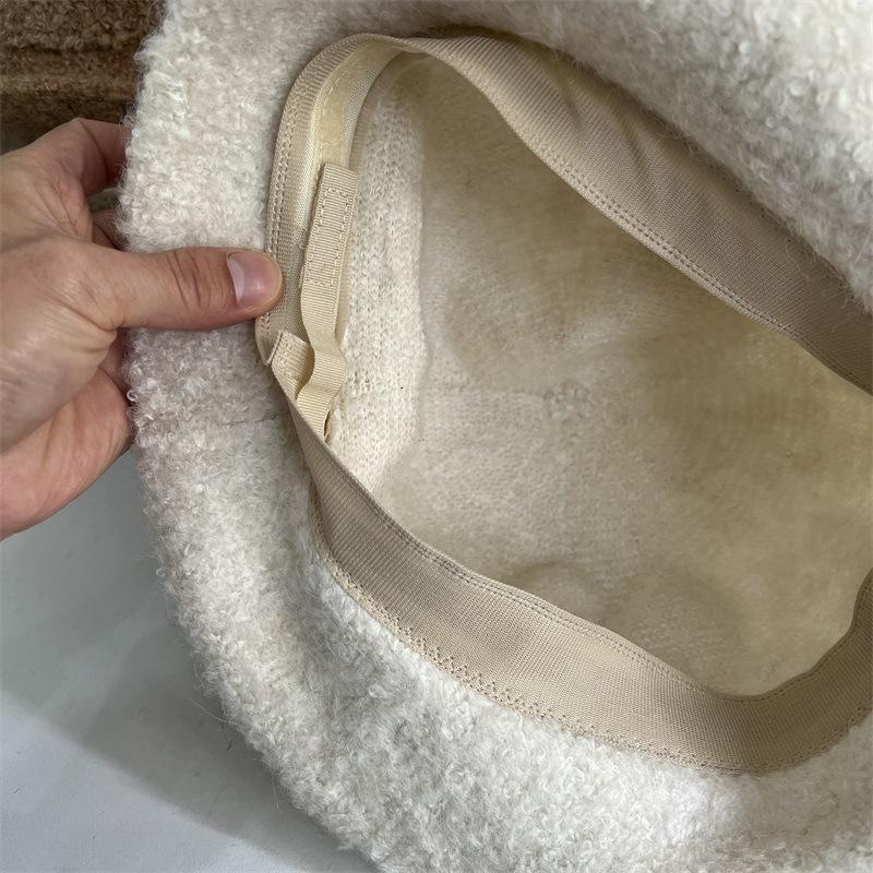 Chapeau cloche d'automne et d'hiver en laine, fil cercle, bord relevé devant, pour femme, doux, petit, frais, avec nœud, chaud, décontracté